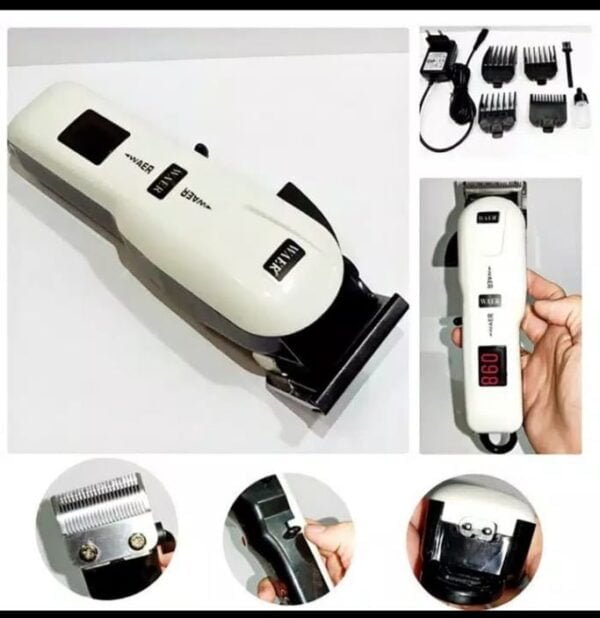 Waer High-Quality Digital Cordless Hair Clipper - White/Black